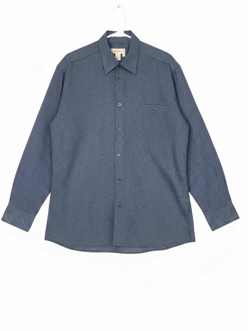Ermenegildo Zegna Navy Micro-Pattern Dress Shirt Large